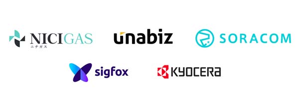 Nicigas, unabiz, soracom, sigfox and kyocera logo