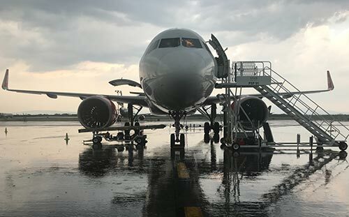 Airplane in parking station - ground service equipment monitoring